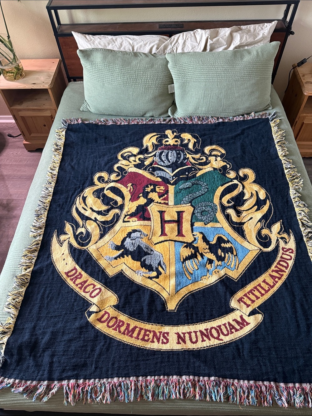 Universal Studios Hogwarts Crest Fringe Throw Blanket